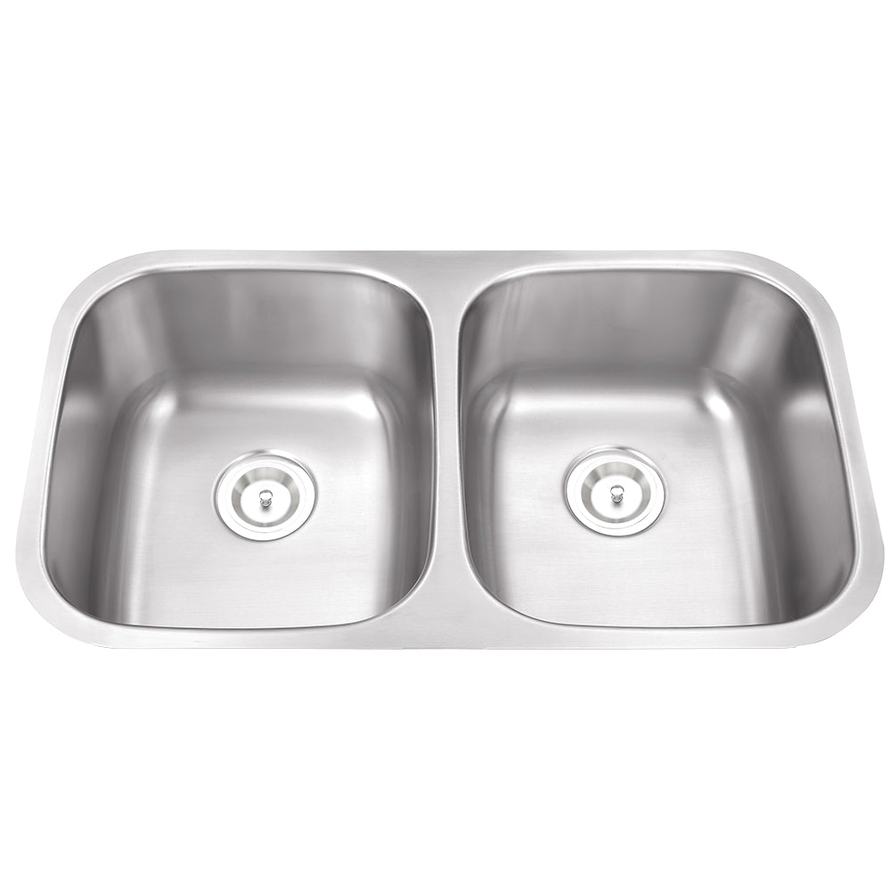 Stainless Steel Double Basin Sink, Rounded